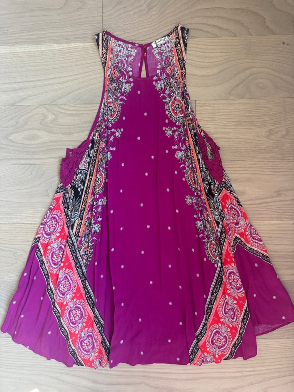 Free People Fuchsia Boho Paisley Dress Size Medium